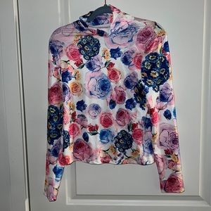 Allover Floral Stand Collar Tee